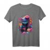 Niedliches Katze in bunten Blumen T-Shirt – Modische Tier- und Naturmotive für Kinder und Erwachsene