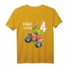 Kinder Geburtstag T-Shirt für 4 Jahre Dinosaurier & Monster Truck – Jungen und Mädchen, klassisch geschnitten, doppelt genähter Saum