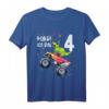 Kinder Geburtstag T-Shirt für 4 Jahre Dinosaurier & Monster Truck – Jungen und Mädchen, klassisch geschnitten, doppelt genähter Saum