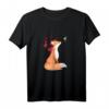 Süßer Fuchs und Kolibri, Kirschblüte - Lustiges Retro Tiermotiv T-Shirt für Natur- und Vogel-Liebhaber, perfekt als Geschenk zum Geburtstag, Weihnachten, Vatertag und Muttertag
