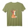 Süßer Fuchs und Kolibri, Kirschblüte - Lustiges Retro Tiermotiv T-Shirt für Natur- und Vogel-Liebhaber, perfekt als Geschenk zum Geburtstag, Weihnachten, Vatertag und Muttertag