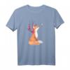 Süßer Fuchs und Kolibri, Kirschblüte - Lustiges Retro Tiermotiv T-Shirt für Natur- und Vogel-Liebhaber, perfekt als Geschenk zum Geburtstag, Weihnachten, Vatertag und Muttertag