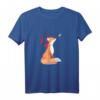 Süßer Fuchs und Kolibri, Kirschblüte - Lustiges Retro Tiermotiv T-Shirt für Natur- und Vogel-Liebhaber, perfekt als Geschenk zum Geburtstag, Weihnachten, Vatertag und Muttertag