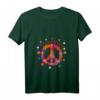 Damen Love Peace 60er 70er 50er Jahre Hippie-Kostüm T-Shirt mit V-Ausschnitt – Farbenfrohes Retro Outift für Karneval, Fasching & Motto-Party