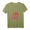 Damen Love Peace 60er 70er 50er Jahre Hippie-Kostüm T-Shirt mit V-Ausschnitt – Farbenfrohes Retro Outift für Karneval, Fasching & Motto-Party