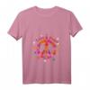 Damen Love Peace 60er 70er 50er Jahre Hippie-Kostüm T-Shirt mit V-Ausschnitt – Farbenfrohes Retro Outift für Karneval, Fasching & Motto-Party