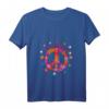 Damen Love Peace 60er 70er 50er Jahre Hippie-Kostüm T-Shirt mit V-Ausschnitt – Farbenfrohes Retro Outift für Karneval, Fasching & Motto-Party