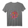 Damen Love Peace 60er 70er 50er Jahre Hippie-Kostüm T-Shirt mit V-Ausschnitt – Farbenfrohes Retro Outift für Karneval, Fasching & Motto-Party