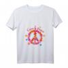 Damen Love Peace 60er 70er 50er Jahre Hippie-Kostüm T-Shirt mit V-Ausschnitt – Farbenfrohes Retro Outift für Karneval, Fasching & Motto-Party