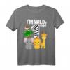 I'm Wild and 1 Zoo Geburtstag Shirt - Safari Tier T-Shirt für Babys und Kleinkinder zum 1. Geburtstag, ideal für Zoo- und Safari-Motto Partys