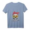 Damen Sommer T-Shirt mit Totenkopf & Sonnenblume - Retro Vintage Style für Strand, Party & Geschenkidee