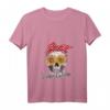Damen Sommer T-Shirt mit Totenkopf & Sonnenblume - Retro Vintage Style für Strand, Party & Geschenkidee