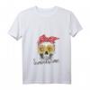 Damen Sommer T-Shirt mit Totenkopf & Sonnenblume - Retro Vintage Style für Strand, Party & Geschenkidee