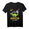 Kinder Dinosaurier T-Shirt zum 6. Geburtstag für Jungen und Mädchen – Klassisch geschnitten, doppelt genähter Saum