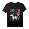 Kinder Geburtstag T-Shirt 4 Jahre Mädchen mit Einhorn - Endlich 4 Geschenk für den Kindergeburtstag