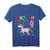 Kinder Geburtstag T-Shirt 4 Jahre Mädchen mit Einhorn - Endlich 4 Geschenk für den Kindergeburtstag