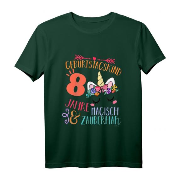 Kinder Geburtstagsshirt 8 Jahre Mädchen mit Einhorn Motiv – Magisch & Zauberhaftes T-Shirt für den 8. Geburtstag