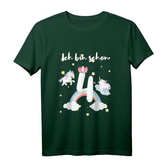 Kinder Mädchen Ich bin 4 Jahre alt Einhorn T-Shirt – Perfektes Geburtstagsgeschenk für kleine Prinzessinnen und Mädchen zum 4. Geburtstag