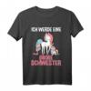 Kinder Ich Werde Eine Große Schwester Einhorn Geschenk T-Shirt – Perfekt zur Schwangerschaftsankündigung & Baby Party Überraschung