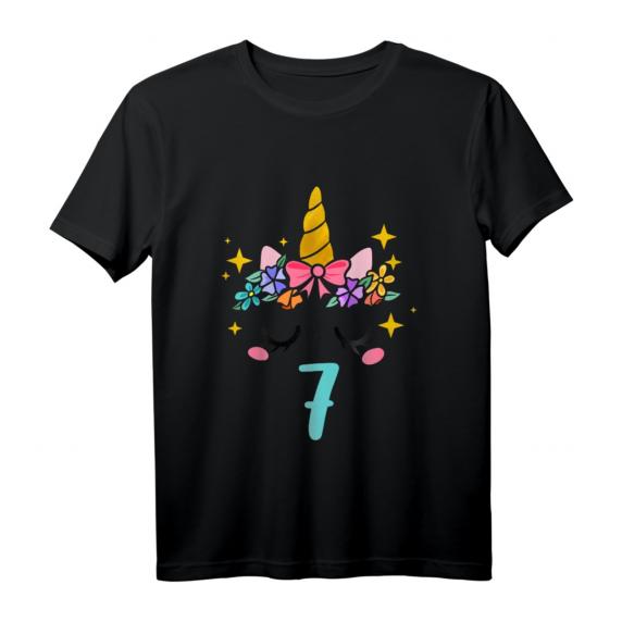 Kinder Einhorn Geburtstagsshirt für 7-Jährige – Perfektes Geschenk zum Geburtstag für Mädchen mit Einhorn-Motiv und Zahl Sieben