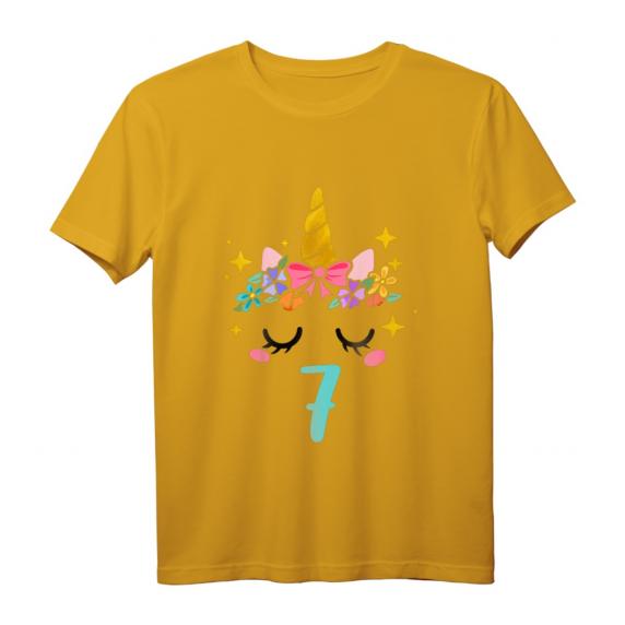 Kinder Einhorn Geburtstagsshirt für 7-Jährige – Perfektes Geschenk zum Geburtstag für Mädchen mit Einhorn-Motiv und Zahl Sieben