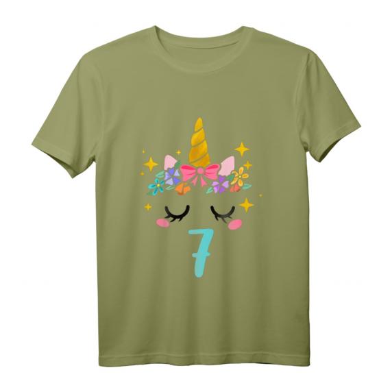 Kinder Einhorn Geburtstagsshirt für 7-Jährige – Perfektes Geschenk zum Geburtstag für Mädchen mit Einhorn-Motiv und Zahl Sieben