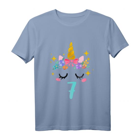Kinder Einhorn Geburtstagsshirt für 7-Jährige – Perfektes Geschenk zum Geburtstag für Mädchen mit Einhorn-Motiv und Zahl Sieben