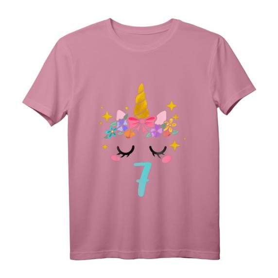 Kinder Einhorn Geburtstagsshirt für 7-Jährige – Perfektes Geschenk zum Geburtstag für Mädchen mit Einhorn-Motiv und Zahl Sieben