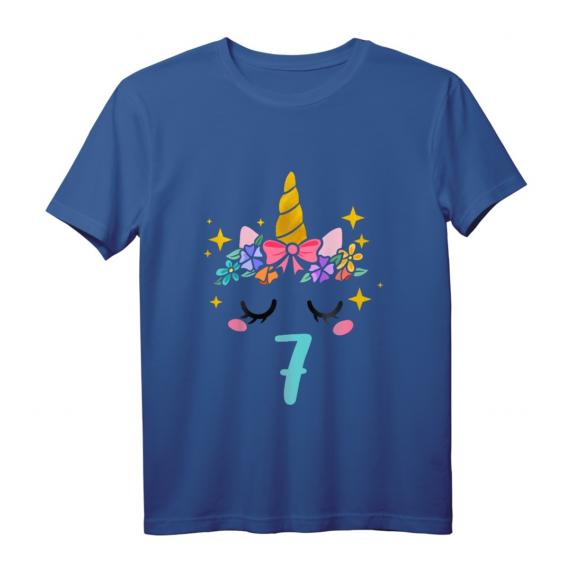 Kinder Einhorn Geburtstagsshirt für 7-Jährige – Perfektes Geschenk zum Geburtstag für Mädchen mit Einhorn-Motiv und Zahl Sieben
