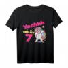 Kinder Geburtstagsshirt Yeahh Endlich 7 - Lustiges Einhorn T-Shirt für Mädchen zum 7. Geburtstag mit Sternen und Regenbogen