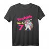 Kinder Geburtstagsshirt Yeahh Endlich 7 - Lustiges Einhorn T-Shirt für Mädchen zum 7. Geburtstag mit Sternen und Regenbogen
