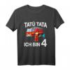 Kinder Feuerwehrmann mit Feuerwehrauto T-Shirt zum 4. Geburtstag – Perfektes Geschenk für Jungen und Mädchen im Kindergartenalter