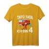 Kinder Feuerwehrmann mit Feuerwehrauto T-Shirt zum 4. Geburtstag – Perfektes Geschenk für Jungen und Mädchen im Kindergartenalter