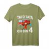 Kinder Feuerwehrmann mit Feuerwehrauto T-Shirt zum 4. Geburtstag – Perfektes Geschenk für Jungen und Mädchen im Kindergartenalter