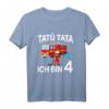 Kinder Feuerwehrmann mit Feuerwehrauto T-Shirt zum 4. Geburtstag – Perfektes Geschenk für Jungen und Mädchen im Kindergartenalter