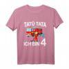 Kinder Feuerwehrmann mit Feuerwehrauto T-Shirt zum 4. Geburtstag – Perfektes Geschenk für Jungen und Mädchen im Kindergartenalter