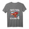 Kinder Feuerwehrmann mit Feuerwehrauto T-Shirt zum 4. Geburtstag – Perfektes Geschenk für Jungen und Mädchen im Kindergartenalter
