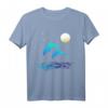 Delfine im Meer mit Mondlicht Damen Herren T-Shirt – Romantische Geschenkidee für Meer- und Wasserliebhaber