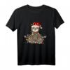 Weihnachten Faultier T-Shirt mit Lichterkette und Mütze - Lustiges Tiermotiv für Christen und Tierliebhaber