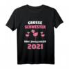 Große Schwester Von Zwillingen 2021 Flamingo Geburt Geschenk T-Shirt – Perfektes Zwillings-Geschenk für große Schwestern auf Babyparty und Geburt