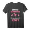Große Schwester Von Zwillingen 2021 Flamingo Geburt Geschenk T-Shirt – Perfektes Zwillings-Geschenk für große Schwestern auf Babyparty und Geburt