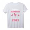 Große Schwester Von Zwillingen 2021 Flamingo Geburt Geschenk T-Shirt – Perfektes Zwillings-Geschenk für große Schwestern auf Babyparty und Geburt