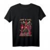 Damen Just A Girl Who Loves Horror Movies Halloween-Kostüm T-Shirt mit V-Ausschnitt – Perfekte Geschenkidee für Horrorfilm-Fans, Halloween & Feiertage