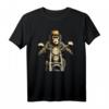Affe Schimpanse mit Strohhut auf Motorrad T-Shirt – Surrealistisches psychedelisches Design für Freizeit, Partys & Geschenke