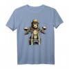 Affe Schimpanse mit Strohhut auf Motorrad T-Shirt – Surrealistisches psychedelisches Design für Freizeit, Partys & Geschenke