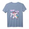 Kinder Yeah! Ich Bin 7 - Süßes Mädchen Geburtstag T-Shirt mit Einhorn und Regenbogen für kleine Prinzessinnen