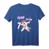Kinder Yeah! Ich Bin 7 - Süßes Mädchen Geburtstag T-Shirt mit Einhorn und Regenbogen für kleine Prinzessinnen