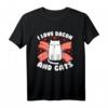 I Love BACON & Katzen T-Shirt - Lustiges Geschenk für Frauen, Männer & Kinder zu Geburtstagen, Feiertagen und besonderen Anlässen