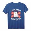 I Love BACON & Katzen T-Shirt - Lustiges Geschenk für Frauen, Männer & Kinder zu Geburtstagen, Feiertagen und besonderen Anlässen