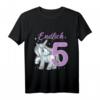 Kinder Geburtstagsshirt für 5-Jährige Mädchen mit Einhorn, Regenbogen & Sternen – Perfektes Geschenk für den 5. Geburtstag & Kinderparty